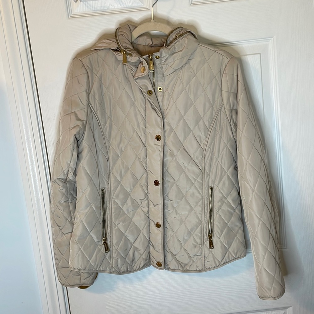 Michael Kors cream jacket adjustable hood size medium
